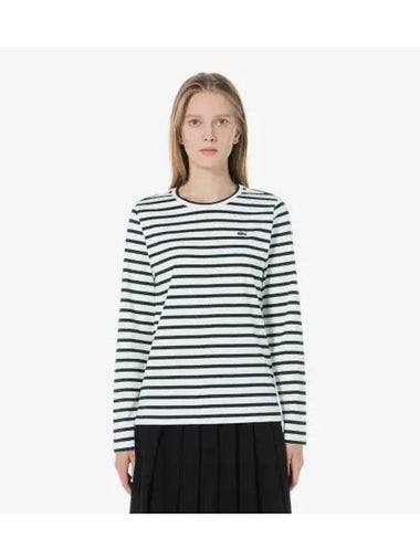 Women s Striped Long Sleeve T Shirt Dark Navy - LACOSTE - BALAAN 1