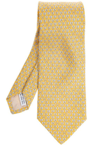 FERRAGAMO Patterned Tie In Silk, Men's, Yellow - SALVATORE FERRAGAMO - BALAAN 1