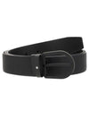 Horseshoe Rubberized Buckle Leather Belt Black - MONTBLANC - BALAAN 1