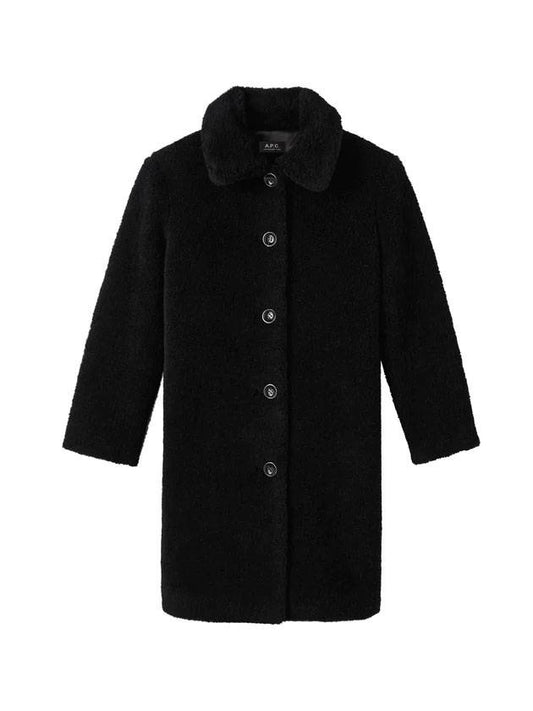 Katerine Wool Shearling Single Coat Black - A.P.C. - BALAAN 1