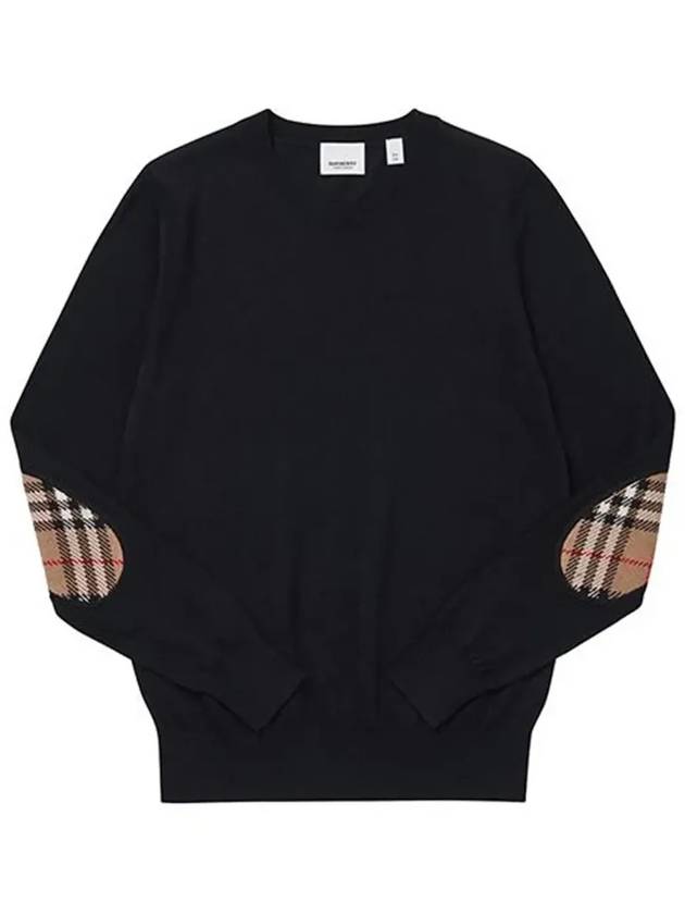 Women's BEMPTON Check Patch Merino Wool Knit Top Black - BURBERRY - BALAAN 4