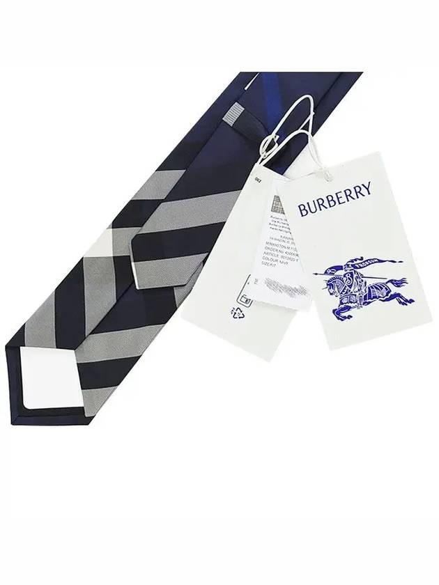 Classic Cut Check Silk Tie Navy - BURBERRY - BALAAN 5