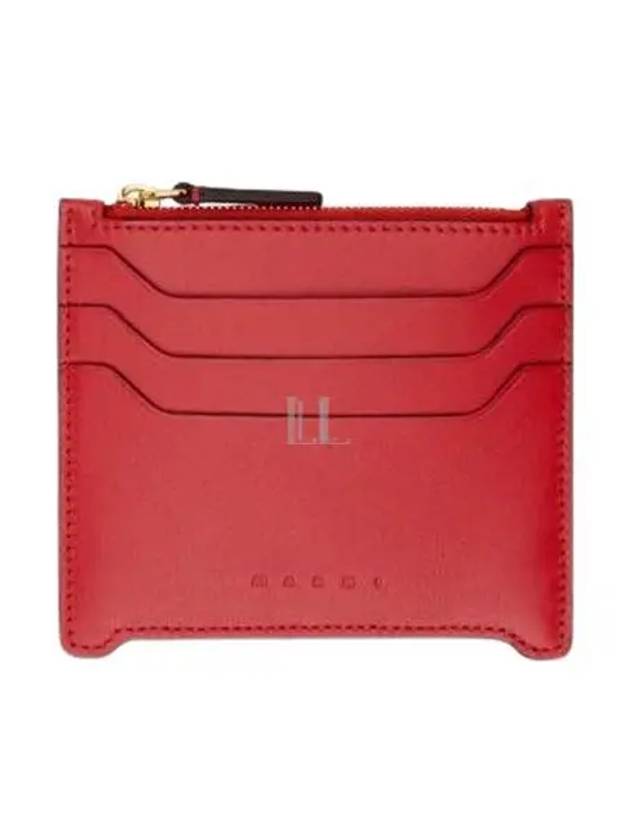 Zipper Leather Card Wallet Tulip - MARNI - BALAAN 2