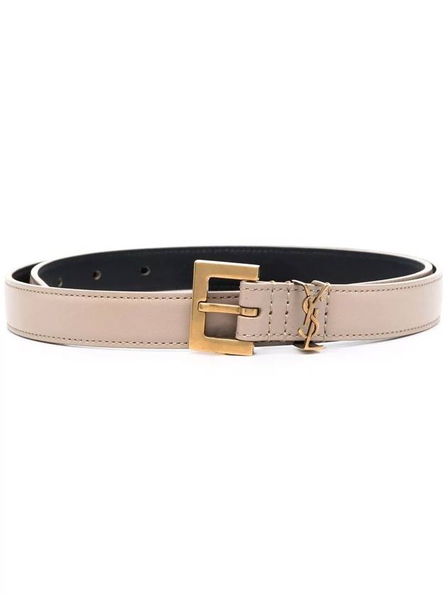 Monogram Square Leather Belt Beige - SAINT LAURENT - BALAAN 2