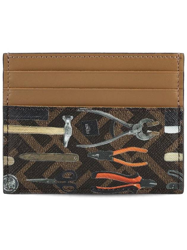 Men's FF Canvas Card Wallet Brown - FENDI - BALAAN 4