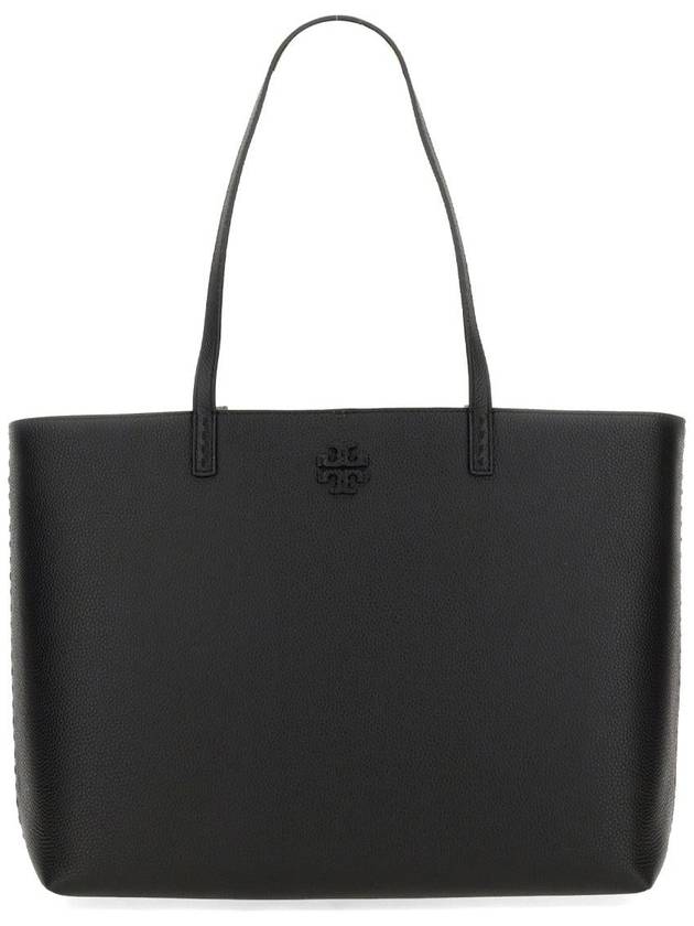 McGraw Logo Leather Tote Bag Black - TORY BURCH - BALAAN 2