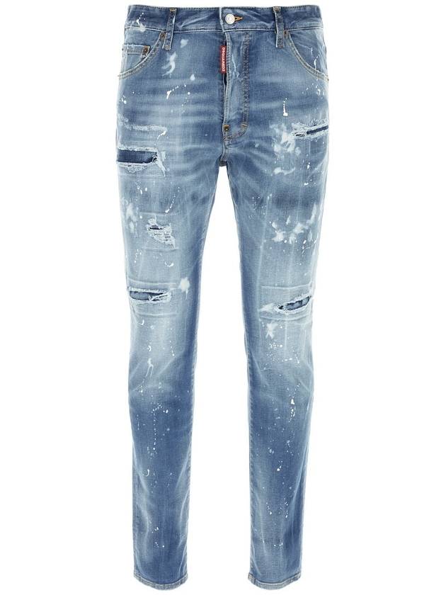 Paint Stretch Cotton Jeans Blue - DSQUARED2 - BALAAN 2