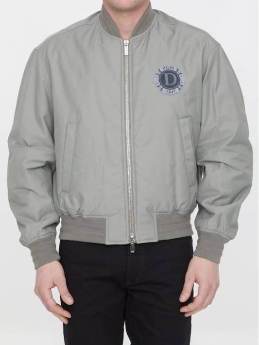 Cotton Blend Bomber Jacket Grey - DIOR - BALAAN 1