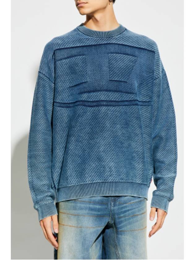 K Klevery Denim Effect Organic Cotton Sweatshirt Blue - DIESEL - BALAAN 4