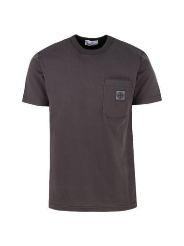 Wappen Logo Patch Pocket Short Sleeve T-Shirt Grey - STONE ISLAND - BALAAN 1