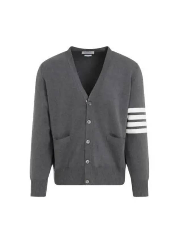 Milano Stitch 4-Bar Cardigan Medium Grey - THOM BROWNE - BALAAN 2