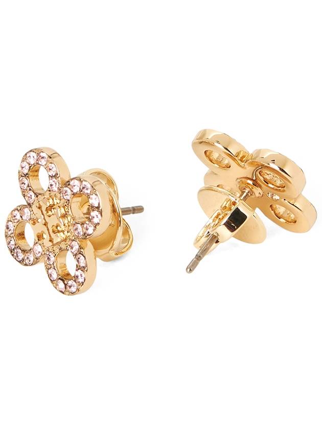 Tory Burch Kira Clover Pave Stud Small Earrings Pink Gold - TORY BURCH - BALAAN 4