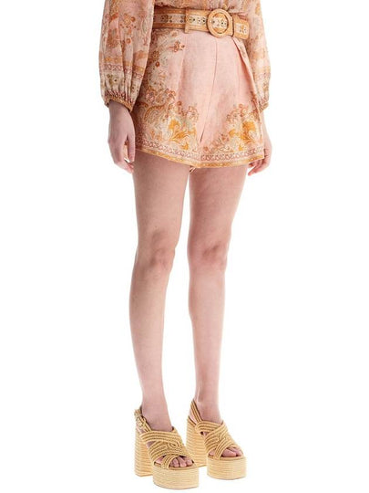 high-waisted floral cream linen shorts - ZIMMERMANN - BALAAN 2