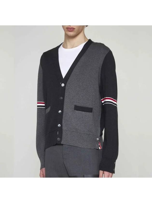 Funmix Cotton ArmBand V-Neck Cardigan Tonal Grey - THOM BROWNE - BALAAN 3