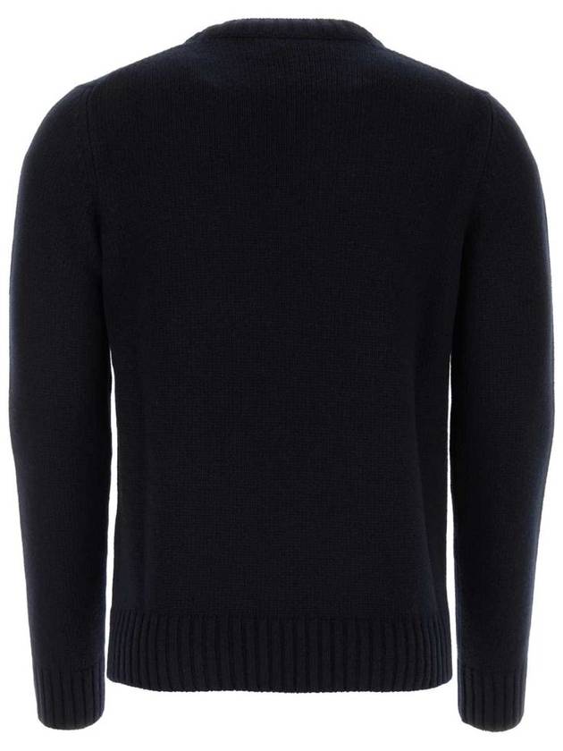 round neck wool cashmere knit top navy - PRADA - BALAAN 3