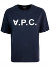 Logo Print Crew Neck Short Sleeve T-Shirt Navy - A.P.C. - BALAAN 2