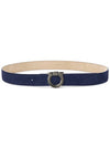 Gancini Reversible Leather Belt Navy - SALVATORE FERRAGAMO - BALAAN 4