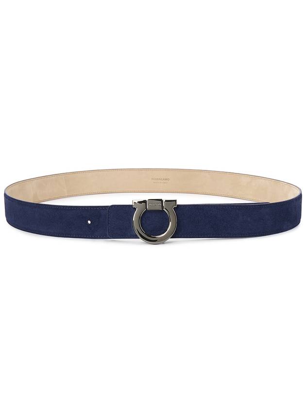 Gancini Reversible Leather Belt Navy - SALVATORE FERRAGAMO - BALAAN 4