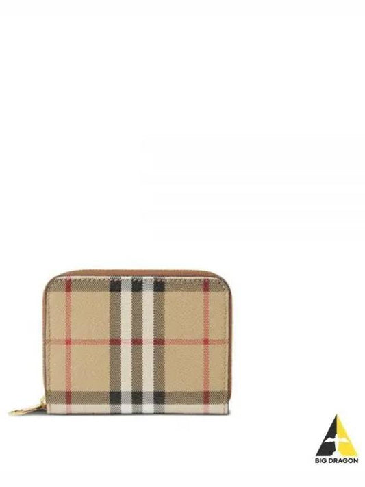 Check Leather Coin Wallet Beige - BURBERRY - BALAAN 2