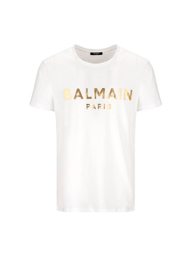 Metallic Logo Short Sleeve T-Shirt White - BALMAIN - BALAAN 2