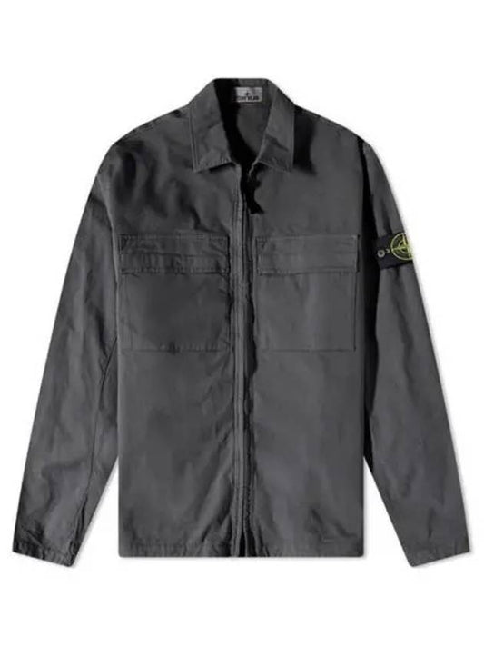 Wappen Patch Double Pocket Cotton Zip-Up Jacket Charcoal - STONE ISLAND - BALAAN 2