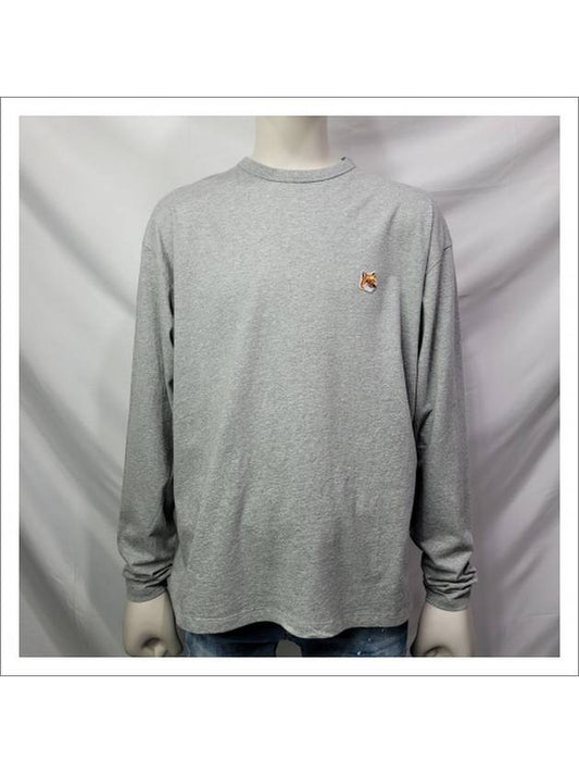 Fox Head Patch Regular Long Sleeve T-Shirt Grey Melange - MAISON KITSUNE - BALAAN 2