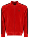 Webbing Trimmed Embroidered Logo Cotton Blend Velvet Track Jacket Red - NEEDLES - BALAAN 1