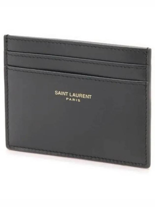 Paris Shiny Leather Card Wallet Black - SAINT LAURENT - BALAAN 2