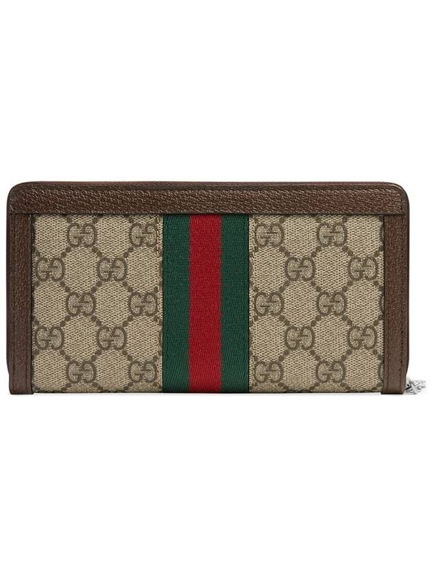 Ophidia GG Supreme Zipper Around Canvas Long Wallet Brown Beige - GUCCI - BALAAN 3