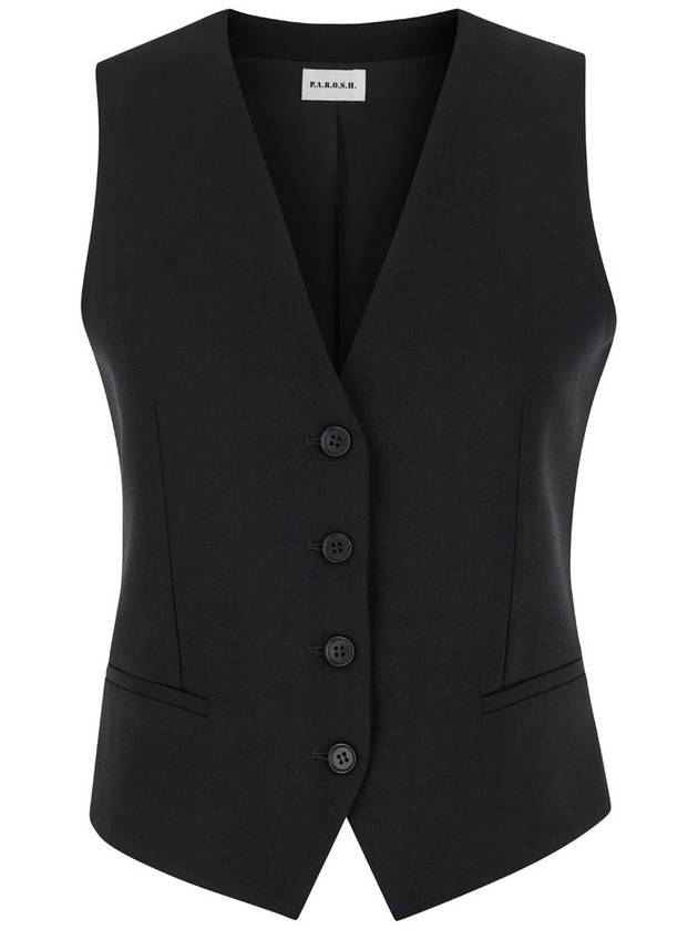 Black Vest With Button Closure In Fabric Woman - P.A.R.O.S.H. - BALAAN 1