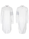 Diagonal 4-Bar Cotton Shirt Midi Dress White - THOM BROWNE - BALAAN 2