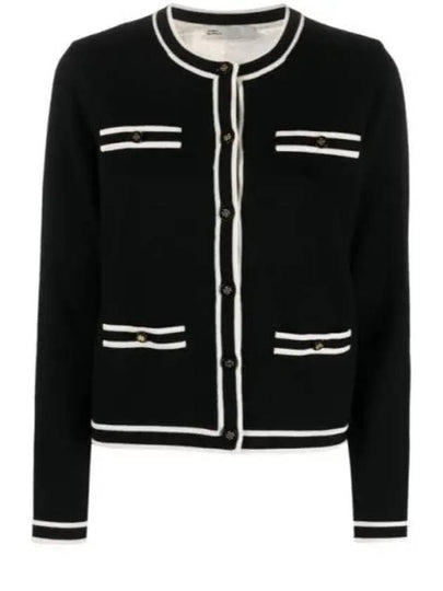 Kendra Button-Up Crew Neck Cardigan Black - TORY BURCH - BALAAN 2