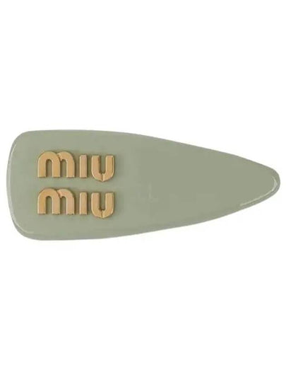 Logo Patent Leather Hair Clip Aqua - MIU MIU - BALAAN 2