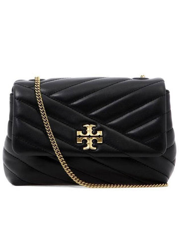 Gold Hardware Kira Chevron Chain Shoulder Bag Black - TORY BURCH - BALAAN 1