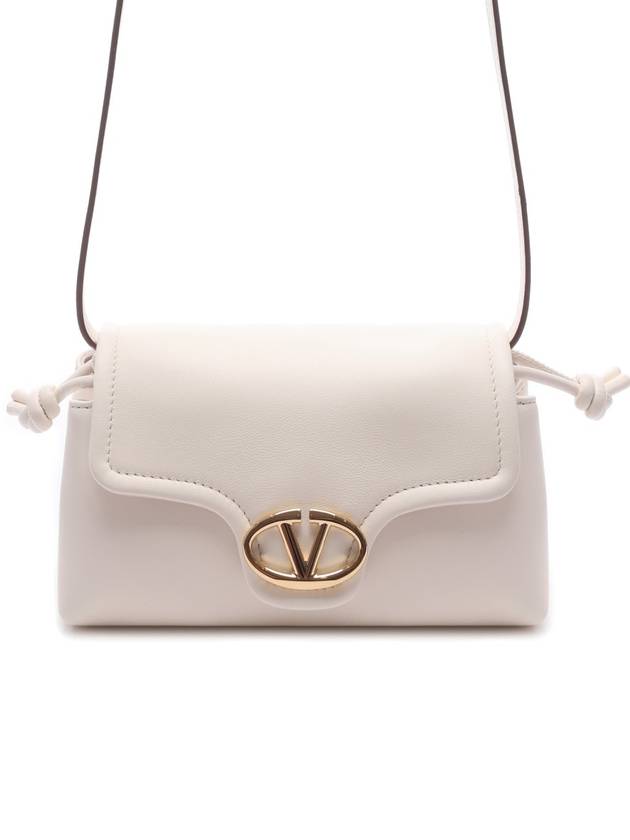 V Logo Plaque Fold Over Leather Cross Bag Ivory - VALENTINO - BALAAN 2