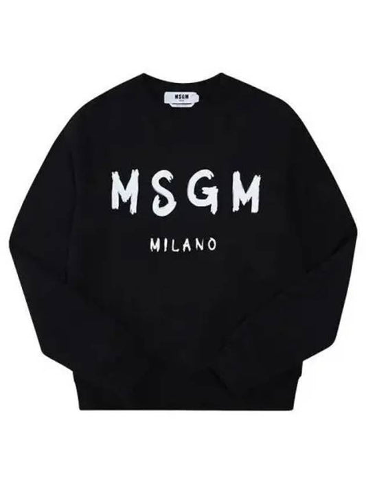 Women's Brushed Logo Crew Neck Sweatshirt Black - MSGM - BALAAN 2