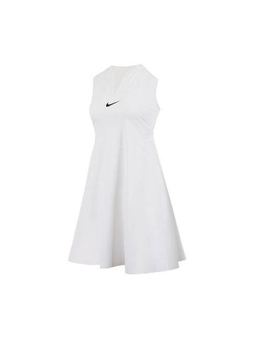 Women's Dry Fit Advantage Tennis Short Dress White - NIKE - BALAAN 1