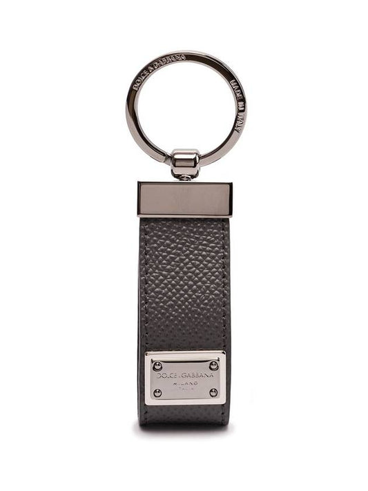 Logo Patch Leather Key Holder Black - DOLCE&GABBANA - BALAAN 1