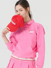 Heart logo point collar neck sweatshirt PINK - MONBIRDIE GOLF - BALAAN 3