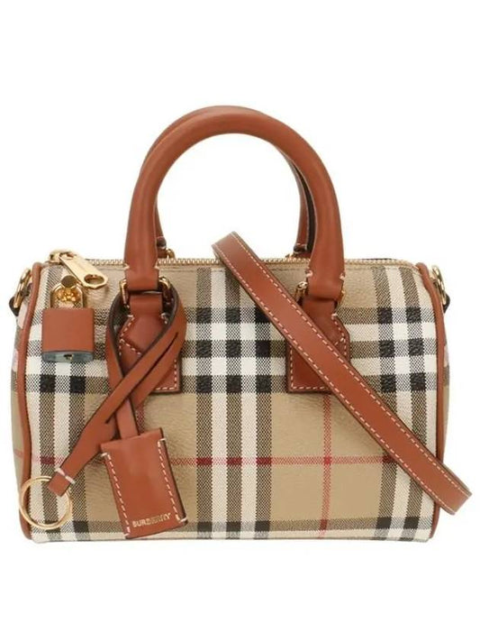 Check Mini Bowling Bag Archive Beige Briar Brown - BURBERRY - BALAAN 2