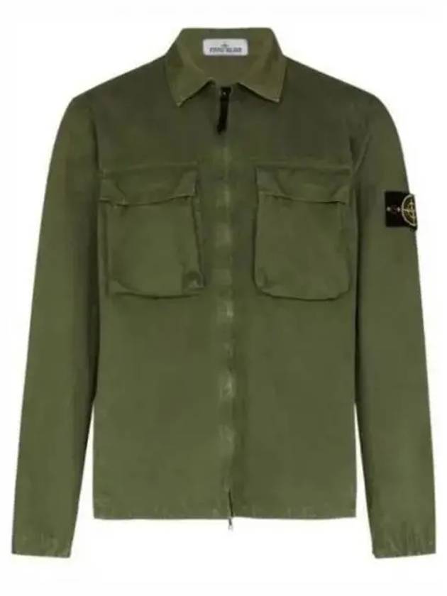 Front Pocket Wappen Patch Overshirt Zip-Up Jacket Khaki - STONE ISLAND - BALAAN 2