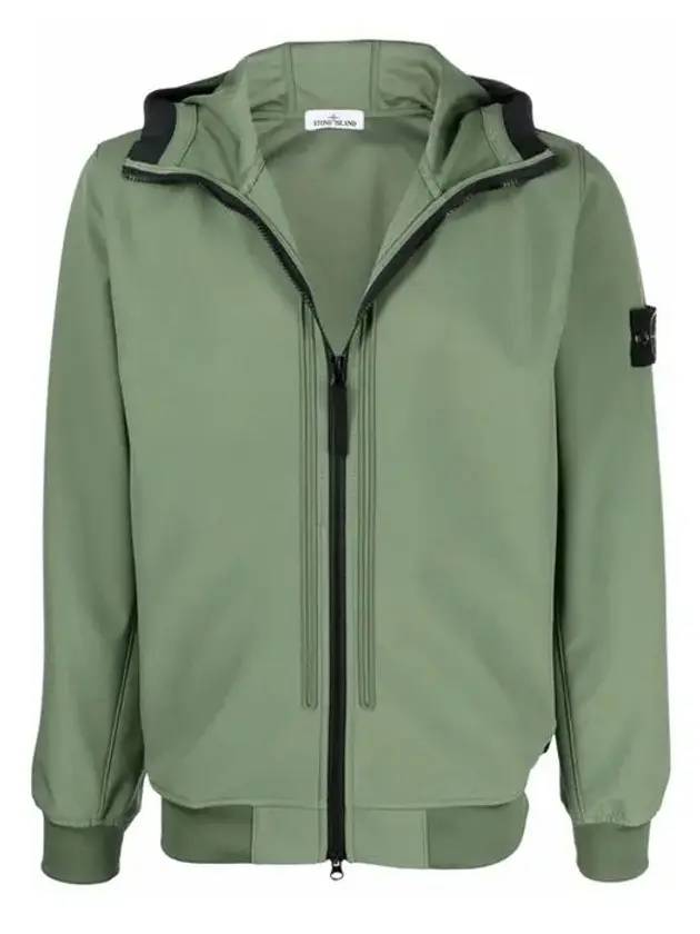 Wappen Patch Soft Shell Hoodie Jacket Khaki - STONE ISLAND - BALAAN.