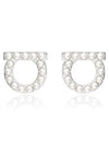 Gancini Pearl Earrings Silver - SALVATORE FERRAGAMO - BALAAN 3