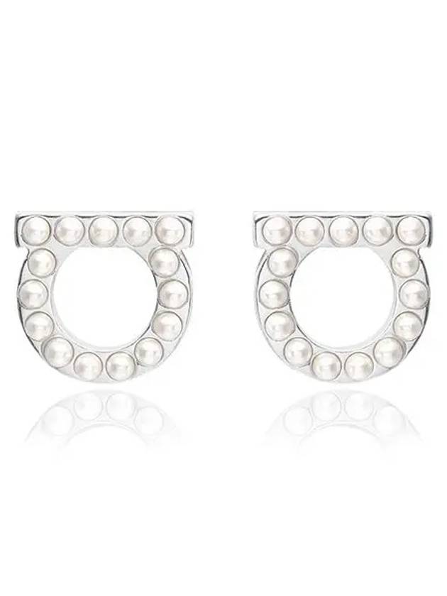 Gancini Pearl Earrings Silver - SALVATORE FERRAGAMO - BALAAN 2