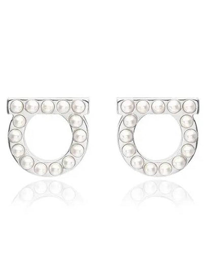 Gancini Pearl Earrings Silver - SALVATORE FERRAGAMO - BALAAN 2