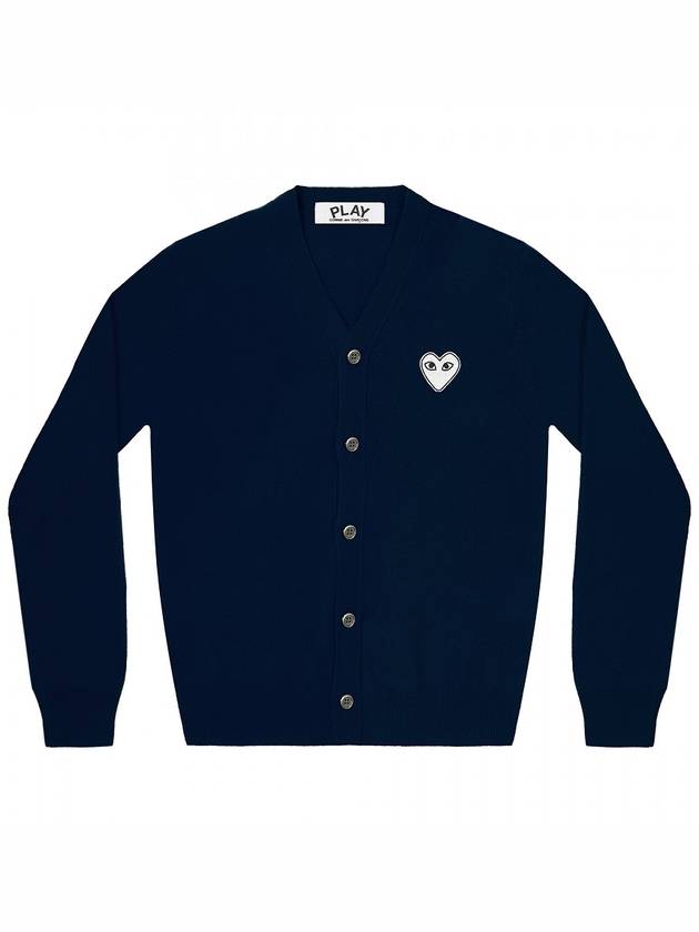 White Heart Men's Cardigan Navy - COMME DES GARCONS - BALAAN 1