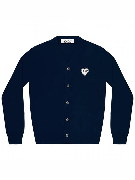 White Heart Men's Cardigan Navy - COMME DES GARCONS - BALAAN 1