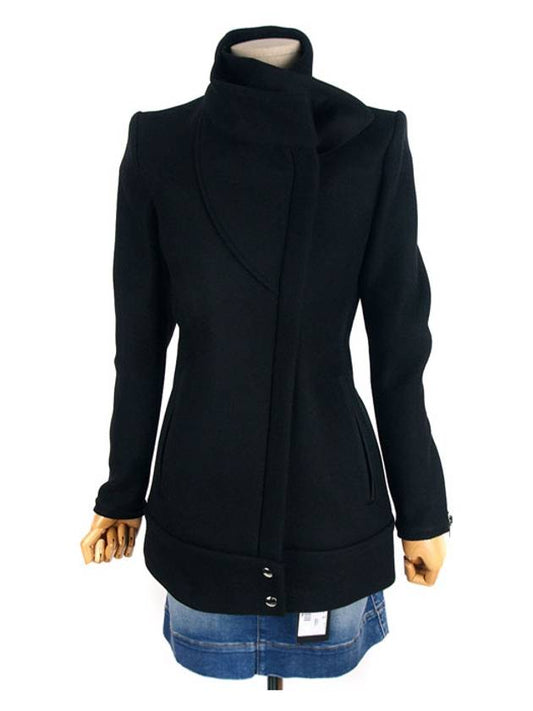 POWNIL AB050 BLA01 Black Wool Double Line Zipper Sleeves - IRO - BALAAN 1