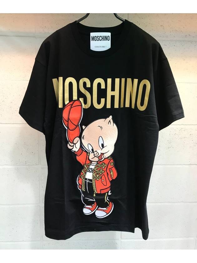 Women's Porky Pig embroidery patch shortsleeved tshirt A07791040 15 - MOSCHINO - BALAAN 2