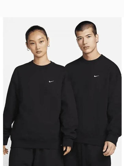 Solo Swoosh Fleece Crew Sweatshirt Black - NIKE - BALAAN 2